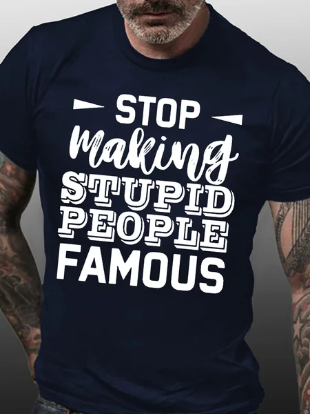 

Mens Funny Sarcastic Stupid People Cotton Casual T-Shirt, Dark blue, T-shirts