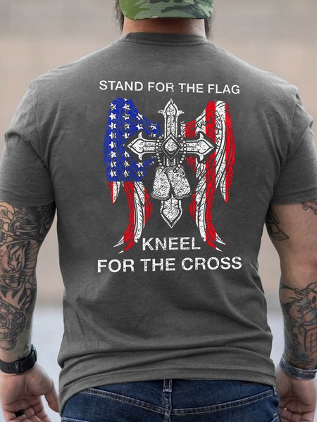

Stand For The Flag Kneel For The Cross Men's T-Shirt, Deep gray, T-shirts