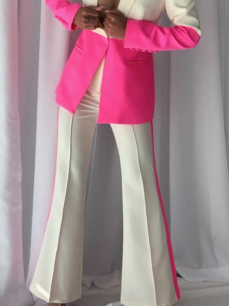 

Urban Fashion Color Block Wide Leg Pants, Pink, Wide Leg Pants