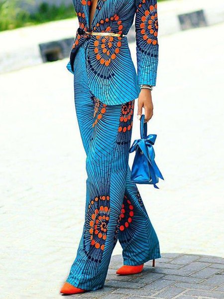 

Wide Leg Daily Fashion Long Pants, Blue, Wide Leg Pants