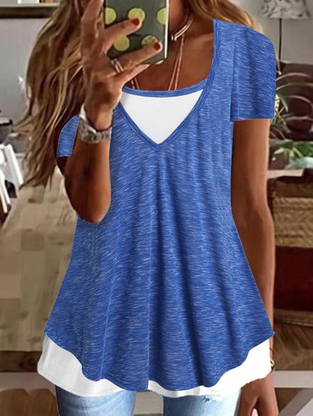 

Crew Neck Plain Tops, Blue, Shirts & Blouses