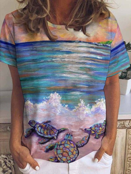 

Women Baby Sea Turtles Simple Animal T-Shirt, As picture, T-shirts