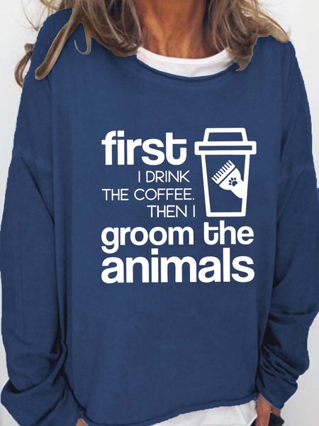 animal women’s Text Letters Sweatshirts, Dark blue, Hoodies&Sweatshirts