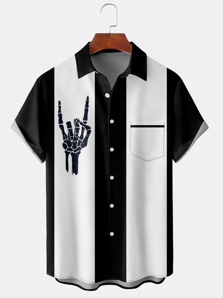 

Mens Coconut Tree Print Front Buttons Soft Breathable Chest Pocket Casual Hawaiian Shirts, Black, Men's Floral shirt