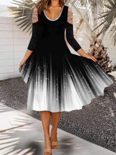 

Crew Neck Ombre Casual Dresses, Black, Dresses