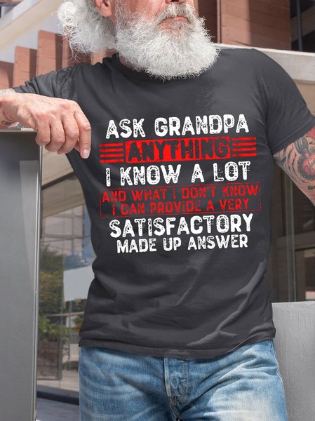 

Ask Grandpa Anything Funny Crew Neck T-shirt, Deep gray, T-shirts