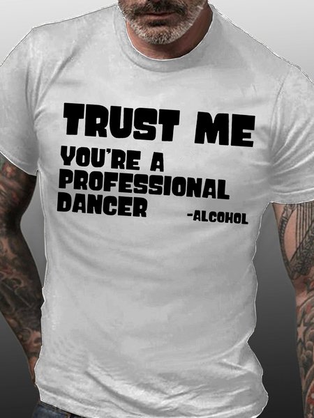 

Mens Funny Alcohol Letter Casual Cotton T-Shirt, White, T-shirts