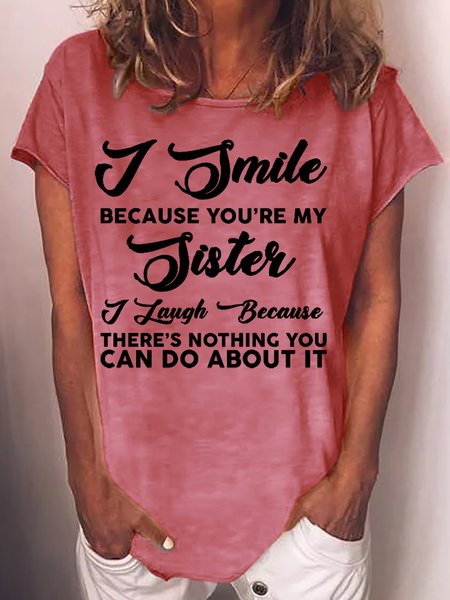 

Womens Funny Sister Crew Neck T-Shirt, Red, T-shirts