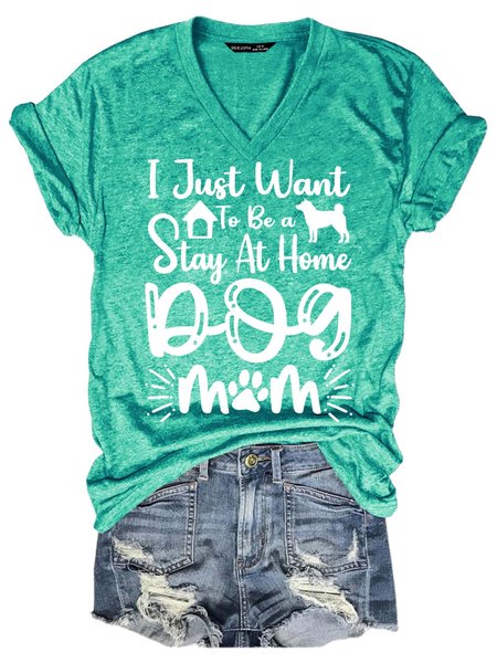 

dog women’s V Neck Casual T-Shirt, Green, T-shirts