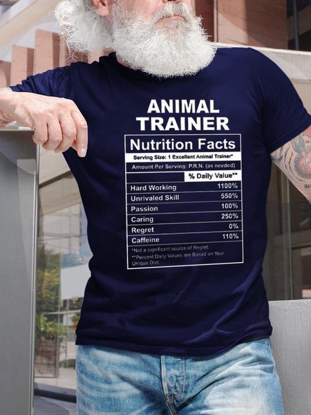 

Animal Trainer Nutrition Facts Men's Casual T-Shirt, Purplish blue, T-shirts