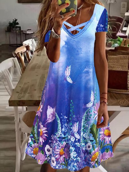 

Fit Floral Dresses, Blue, Dresses
