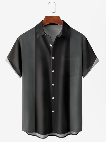 

Men's Black Striped Printed Wrinkle Resistant Moisture Wicking Fabric Lapel Short Sleeve Hawaiian Shirt, Men's Floral shirt