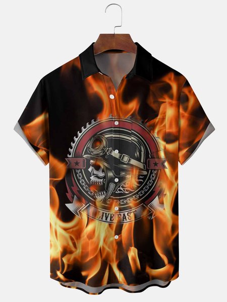 

Men's Casual Short Sleeve Hawaiian Shirt with Chest Pocket, Black, Men's Floral shirt