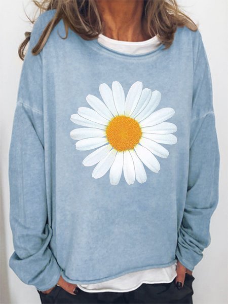 

Cute Daisy Crew Neck Letter Sweatshirt, Light blue, Hoodies&Sweatshirts
