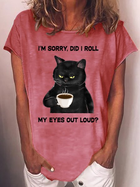 

Womens Funny Letter Sorry Did I Roll My Eyes Out Loud Crew Neck Casual T-Shirt, Red, T-shirts