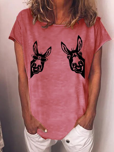 Donkeys Women's Casual Cotton Blend T-Shirt, Red, T-shirts