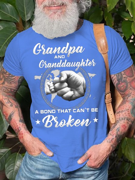 

Mens grandpa granddaughter Classic Casual Cotton T-Shirt, Light blue, T-shirts
