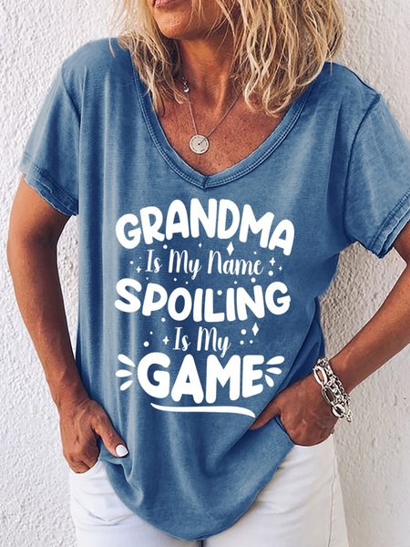 

Grandma Is My Name Spoiling Is My Game Women's T-Shirt, Blue, T-shirts