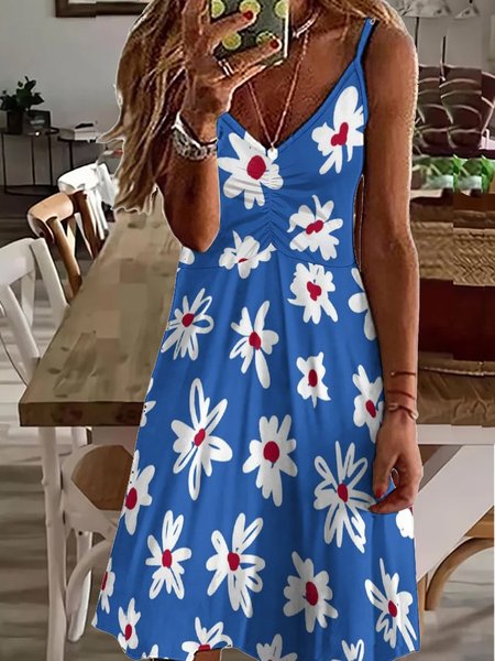 

Womens Flower Art Print Casual Dress, As picture, Dresses