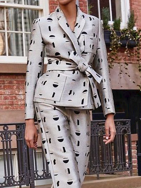 

Autumn H-Line Lapel Collar Commuting Long sleeve Urban Blazer, Gray, Blazers