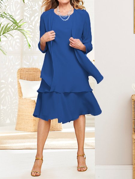 

JFN Plain Occasion Elegant Two Piece Setss, Blue, Formal Dresses