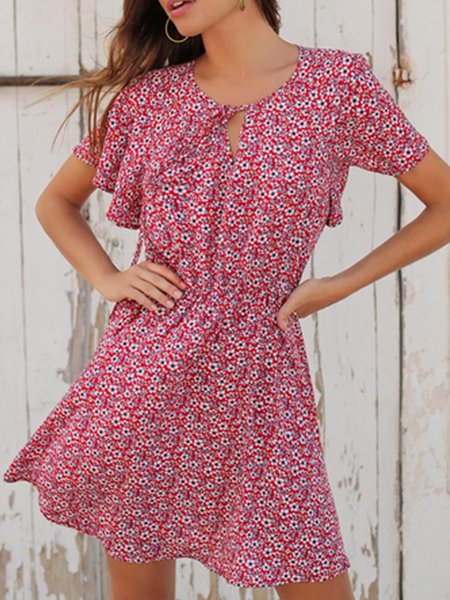 

Vacation Crew Neck Floral Dresses, Multicolor, Dresses
