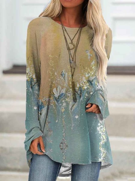 

Raglan Sleeve Loose Crew Neck Casual Tops, Multicolor, Shirts & Blouses