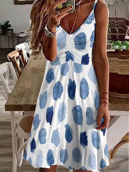 

Womens abstract print Casual V Neck Dress, As picture, Dresses