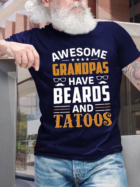 

Awesome Grandpas Have Beards And Tatoos Men's T-Shirt, Purplish blue, T-shirts