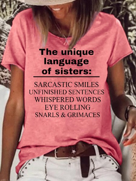 

Womens Funny Sister Letters T-Shirt, Red, T-shirts