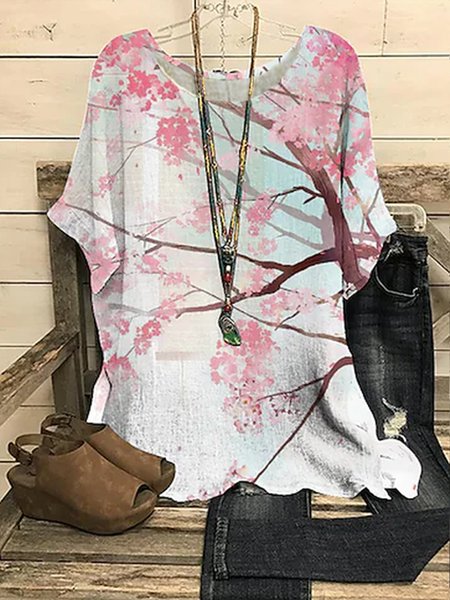 

Loose Shawl Collar Vacation Blouse, Multicolor, Shirts & Blouses