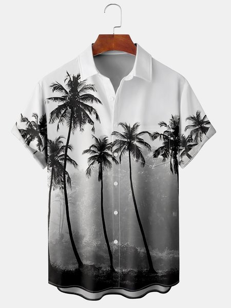 

Men's Casual Short Sleeve Hawaiian Shirt with Chest Pocket, Black, Men's Floral shirt