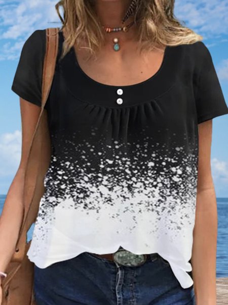 

Loose Casual Ombre T-Shirt, Black, T-Shirts