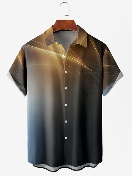 

Men's Lineart Print Wrinkle Resistant Moisture Wicking Fabric Lapel Short Sleeve Hawaiian Shirt, Black, Men's Floral shirt