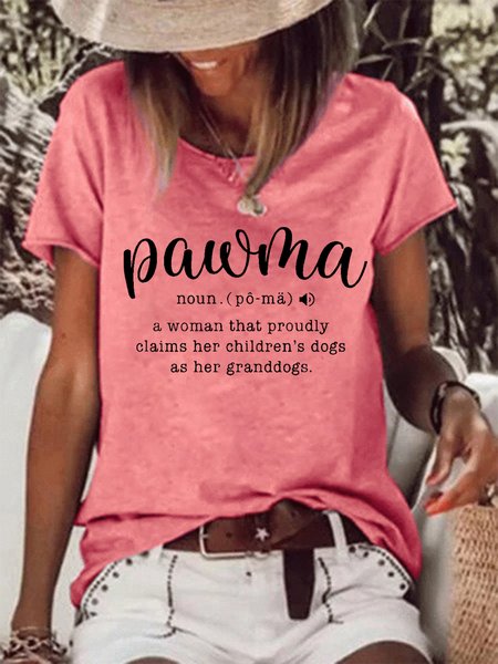 

Funny Dog Lover Saying Pawma Loose Cotton-Blend T-Shirt, Pink, T-shirts
