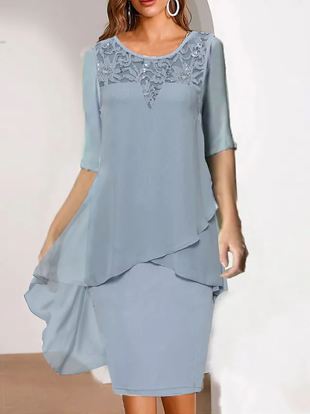 

Cotton-Blend Plain Casual Dresses, Blue, Dresses