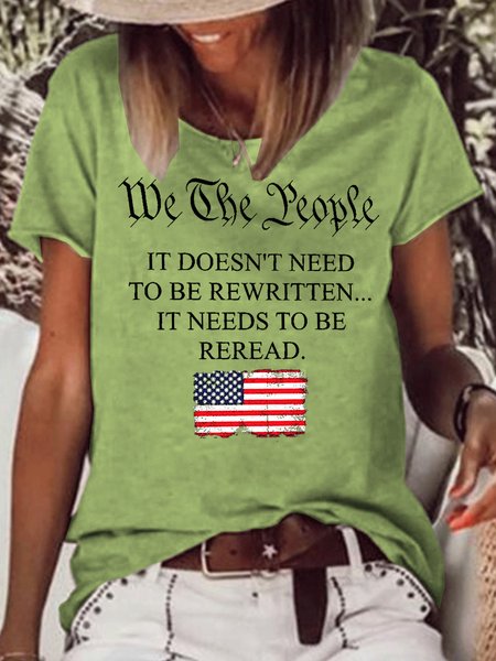 

Womens We The People America Flag Casual T-Shirt, Green, T-shirts