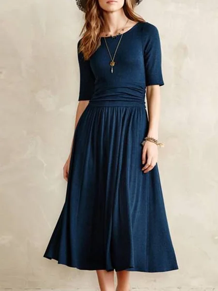 

Crew Neck Elegant Dresses, Dark blue, Dresses