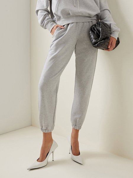 

Gray Ankle Banded Pants Daily Fit Casual Pants, Cropped Pants