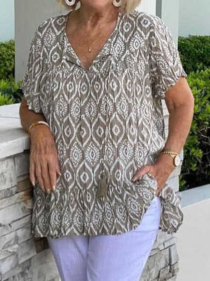 

Loose Geometric Casual Tops, Multicolor, Shirts & Blouses