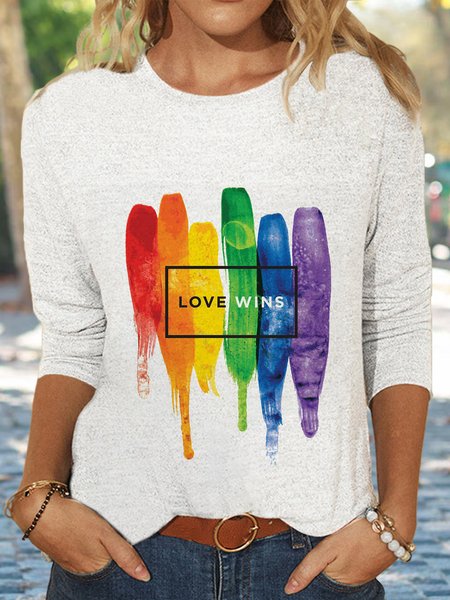 

Casual Geometric Regular Fit Long sleeve T-Shirt, White, T-Shirts