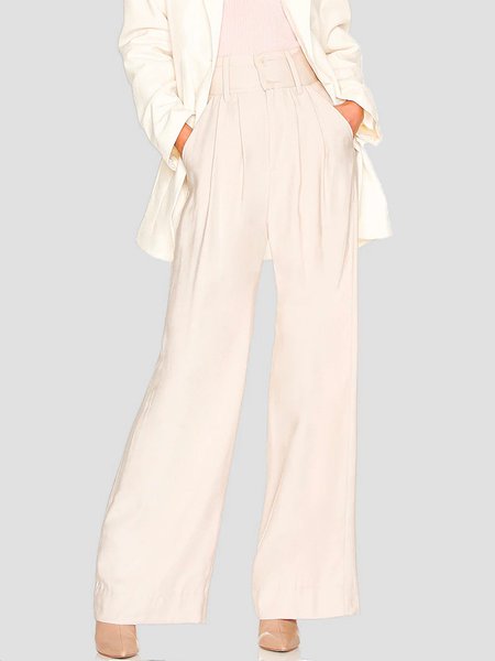 

Urban Plain Pockets Fashion Wide Leg Pants, Creme light, Wide Leg Pants