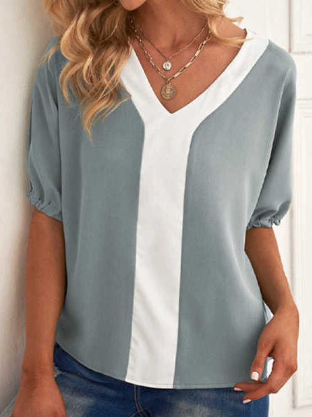 

Loose Color Block Casual Tops, Multicolor, Shirts & Blouses