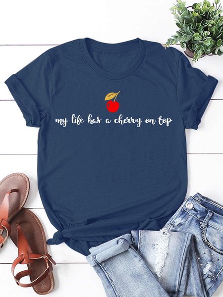 

Lilicloth x Girlie a la Mode My Life Has A Cherry On Top Women's Cotton T-Shirt, Dark blue, T-shirts