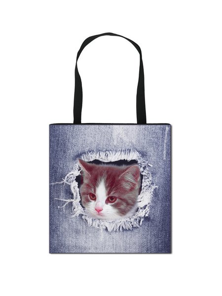 

JFN Dog Pattern Canvas Shopping Bag Eco Bag, Color3, Women's Bags