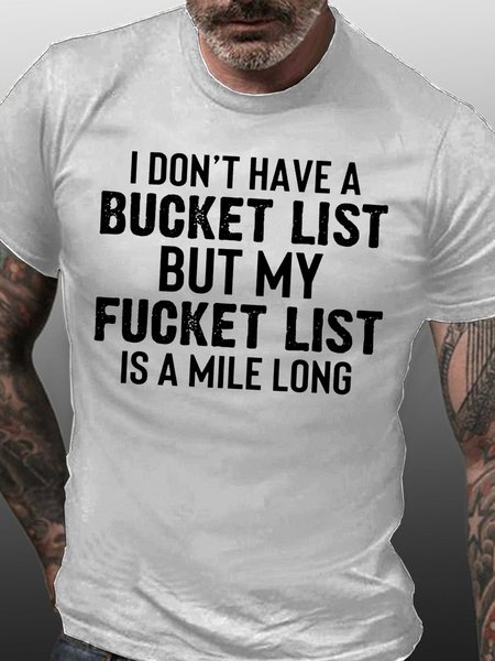 

Men's Funny Letter Crew Neck Cotton T-shirt, White, T-shirts