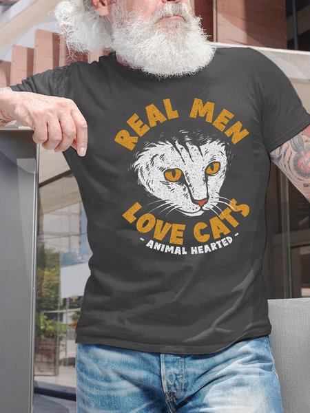 

Real Men Love Cats Men's Cotton T-Shirt, Deep gray, T-shirts