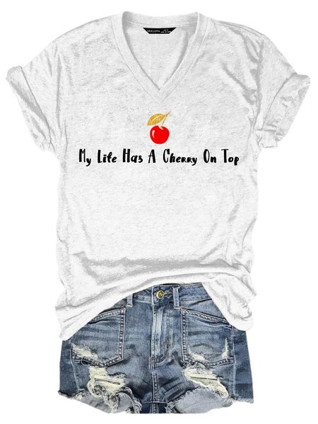 

Lilicloth x Girlie a la Mode My Life Has A Cherry On Top Women's T-Shirt, White, T-shirts