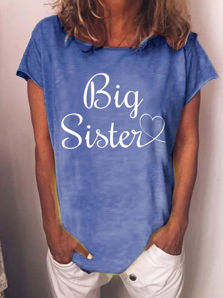 

Big Sister Women's Cotton-Blend Casual T-Shirt, Blue, T-shirts