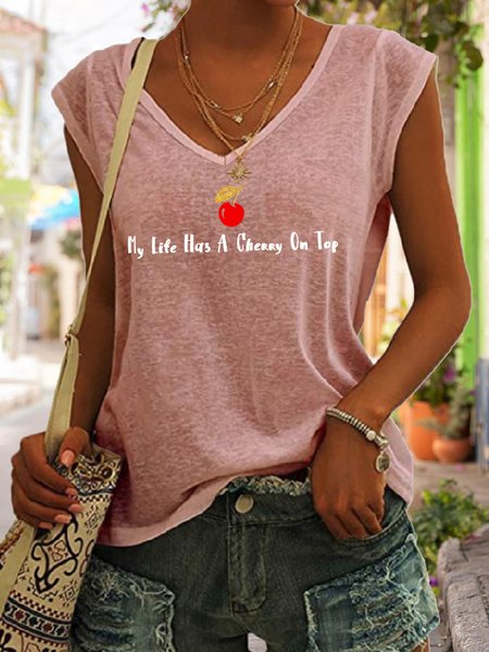 

Lilicloth x Girlie a la Mode My Life Has A Cherry On Top Women's Tank & Cami, Pink, Tank Tops